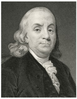 Benjamin Franklin (1706-90), American Printer, Publisher, Author, Inventor, Scientist, Diplomat and one of the Founding Fathers of the United States, Head and Shoulders Portrait, Steel Engraving, Port...
