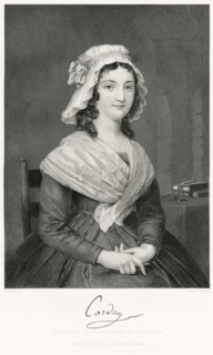 Charlotte Corday (1768-93), Executed by Guillotine for the Assassination of Jacobin Leader Jean-Paul Marat during French Revolution, Seated Portrait, Steel Engraving, Portrait Gallery of Eminent Men a...