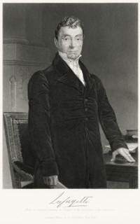 Gilbert du Motier, Marquis de Lafayette (1757-1834), French Aristocrat and Military Officer who fought in the American Revolutionary War and French Revolution, Three-Quarter Length Portrait, Steel Eng...