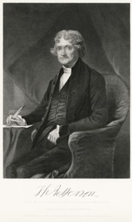 Thomas Jefferson (1743-1826), Third President of the United States, Seated Portrait, Steel Engraving, Portrait Gallery of Eminent Men and Women of Europe and America by Evert A. Duyckinck, Published b...