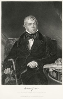 Sir Walter Scott (1771-1832), 1st Baronet, Scottish Novelist, Poet, Historian and Biographer, Seated Portrait, Steel Engraving, Portrait Gallery of Eminent Men and Women of Europe and America by Evert...