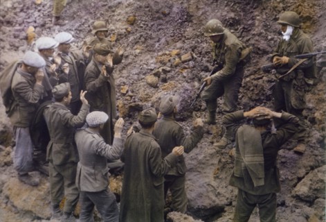 Captured German Soldiers Taken Prisoner by U.S. Troops near Pointe du Hoc, Normandy, France, June 1944