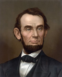 Abraham Lincoln (1812-65), 16th President of the United States, Head and Shoulders Portrait, Lithograph by Strobridge & Co., 1877