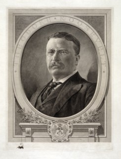 Theodore Roosevelt (1858-1919) 26th President of the United States 1901-09, Head and Shoulders Portrait, Engraving by Sidney Lawton Smith, 1905