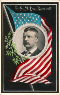 U.S. President Theodore Roosevelt, Head and Shoulders Portrait, Hand-Colored Postcard, 1907