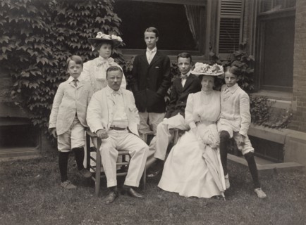 U.S. President Theodore Roosevelt and Wife Edith Surrounded by their Children, Full-length Portrait, Photograph by Pach Bros., 1907