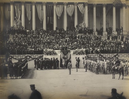 Theodore Roosevelt being sworn in as President of the United States by Chief Justice Melville Fuller, Washington, D.C., USA, March 4, 1905