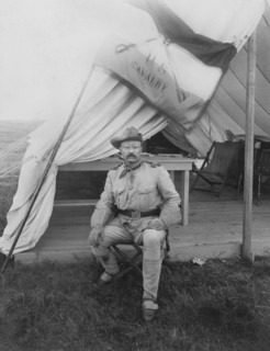Colonel Theodore Roosevelt, Full-Length Seated Portrait in Military Uniform, Montauk, New York, USA, Photograph by Siegel-Cooper Co., September 1898