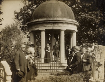U.S. President Theodore Roosevelt Standing at Andrew Jackson's Tomb, the Hermitage, Nashville, Tennessee, USA, Photograph by H.O. Fuller, October 1907