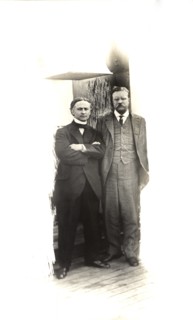 Former U.S. President Theodore Roosevelt with Harry Houdini, Full-Length Portrait Aboard the S.S. Imperator, 1914