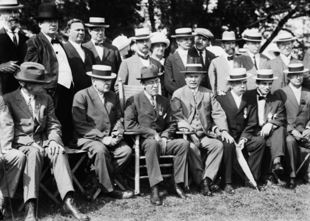 Democratic Presidential Nominee, New Jersey Governor Woodrow Wilson (sitting center left) Speaking with James Beauchamp Clark, Speaker of the U.S. House of Representatives and other fellow Democratic ...