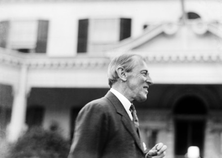 Democratic Presidential Nominee, New Jersey Governor Woodrow Wilson a few hours after Nomination, Half-Length Portrait at his Summer Residence, Sea Girt, New Jersey, USA, Bain News Service, July 2, 19...