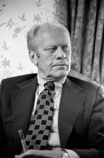 Former U.S. President Gerald Ford, Half-length Portrait during Interview, photograph by Thomas J. O'Halloran, June 1977