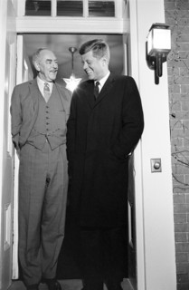 U.S. President-Elect John F. Kennedy and former U. S. Secretary of State Dean Acheson, standing in the doorway of Acheson's home at 2805 P Street, N.W., Washington, D.C., photograph by Marion S. Triko...