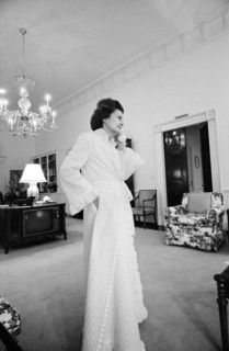 First Lady Betty Ford talking on the telephone in the living quarters of the White House, Washington, D.C., USA, photograph by Marion S. Trikosko, February 6, 1975