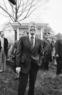 U.S. President Jimmy Carter during Egyptian President Anwar Sadat's visit to the White House, Washington, D.C., USA, photograph by Marion S. Trikosko, April 5, 1977