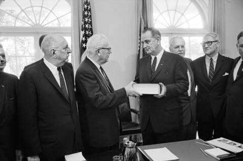 Warren Commission presents its Report to U.S. President Lyndon Johnson, White House, Washington, D.C., USA, photograph by Marion S. Trikosko, September 24, 1964