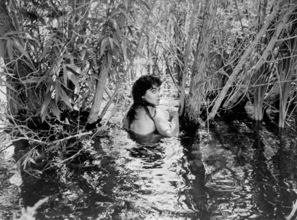 Maria English, on-set of the Film, "Flesh and the Spur", American International Pictures, 1956