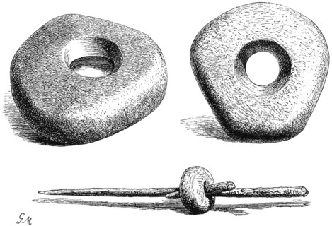 Grave-stick and heavy stones, Illustration from the book, "Volkerkunde" by Dr. Friedrich Ratzel, Bibliographisches Institut, Leipzig, 1885