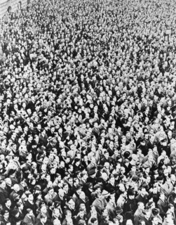 crowd, Armistice Day, World War II, 1945, historical, London,