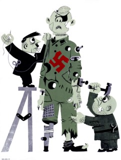 Adolf Hitler, Benito Mussolini, World War II, WWII, cartoon, historical,