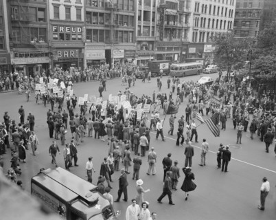 people, World War II, D-Day, parade, New York City, historical,