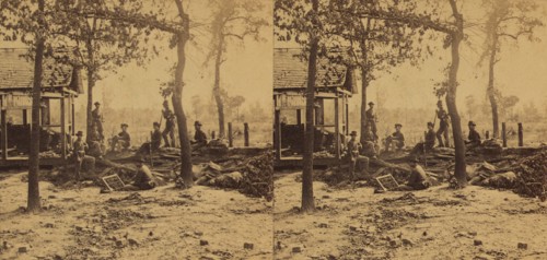 Group of Union Soldiers with their Weapons near a Shelter after Occupation of Atlanta