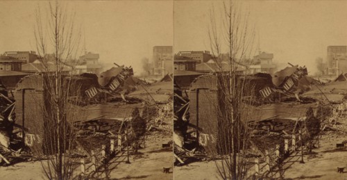 Ruins of Railroad Depot after Bombing by Union General William Sherman's Army before their Evacuation of Atlanta