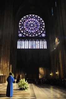 Rear View of Priest in Notre Dame Cathedral