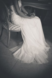 Bride sitting in Chair