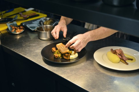 Chef arranging Food on Plate