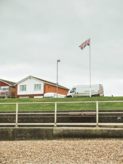 Seaside Village with Union Jack Flag