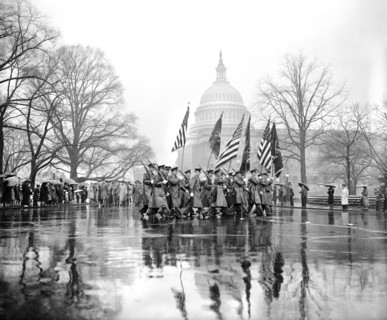 Army Day parade passing U.S. Capitol Building in Rain on 22nd Anniversary of U.S. entrance into World War I