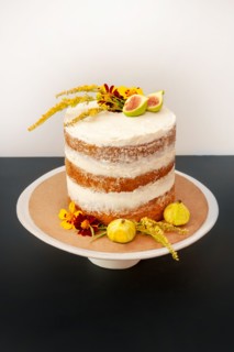 Vanilla Layer Cake Decorated with Edible Fresh Flowers and Fruit