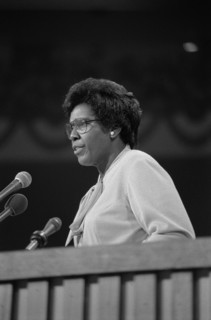 U.S. Representative Barbara Jordan giving Keynote Address before the Democratic National Convention, New York City, July 1976