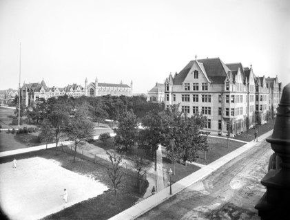 Looking east from Ellis Avenue, University of Chicago, early 1900's