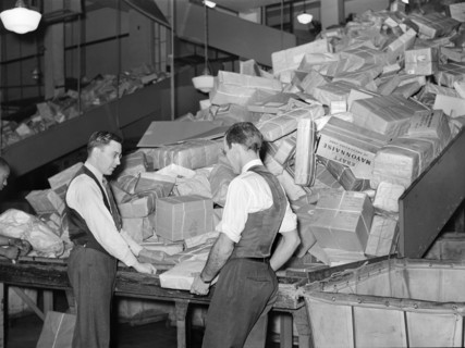 Workers Handling Christmas Packages at Main Post Office, Washington, 1938