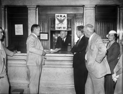 U.S. Postmaster General James A. Farley at Post Office Window, Washington, 1933