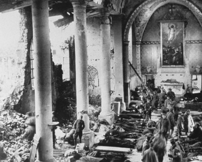 First Aid Station in Bombed-Out Church, France,