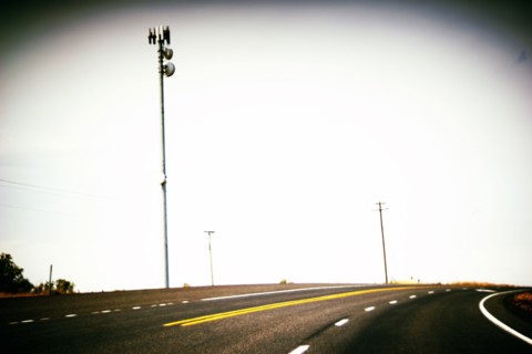 Communication Tower along Remote Highway,,