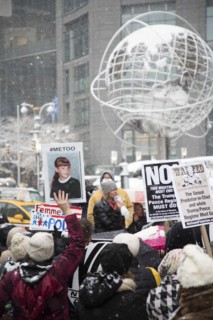 Crowd with Signs at Me Too Protest, Columbus Circle,