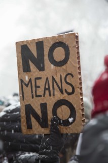 No Means No sign at Me Too Protest, Columbus Circle,