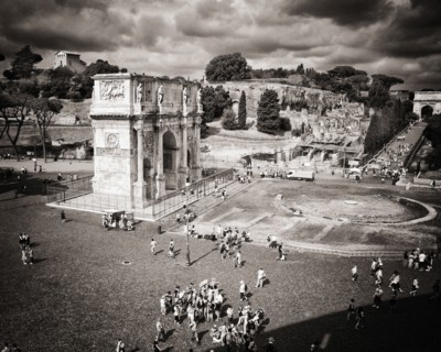 Tourists at Arch of Constantine, Rome,