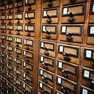 Close-Up Detail of Card Catalogs, Sterling Memorial Library,