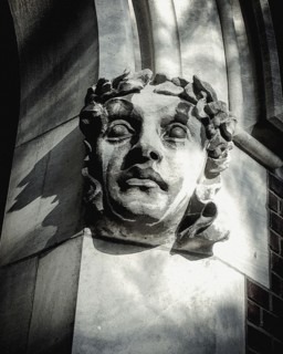 Human Figure Architectural Detail on Building, Close-up,