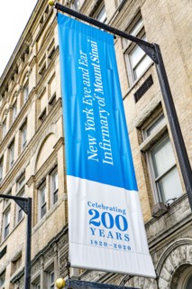 New York Eye and Ear Infirmary for Mount Sinai, Low Angle View of Exterior Banner,