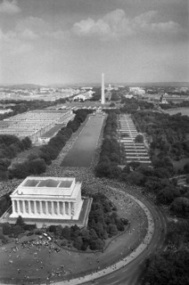 High Angle View of Crowd of Protesters from Lincoln Memorial to the Washington Monument at March on Washington for Jobs and Freedom, Washington