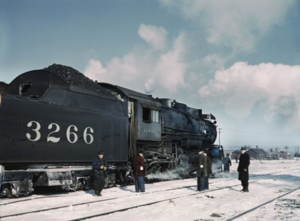 Santa Fe Railroad Freight Train leaving for West Coast from Corwith Rail Yard, Atchison