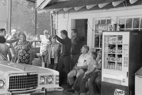 Democratic Presidential Nominee Jimmy Carter making Campaign Stop at his brother Billy's Gas Station in their hometown of Plains, Georgia