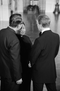 Chinese Vice Premier Deng Xiaoping talks with U.S. President Jimmy Carter at the White House, Washington